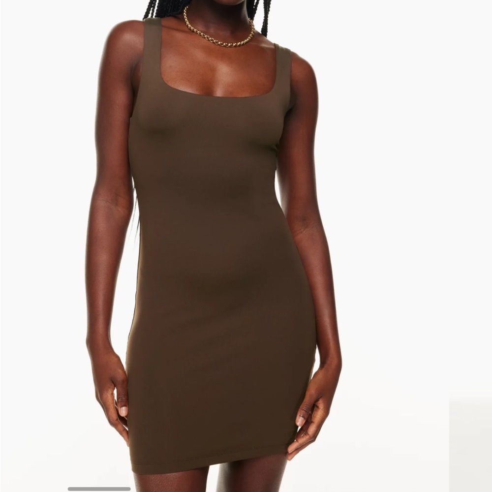 Aritzia Babaton Contour Tank Mini Dress XXS Brown Coffee Bean